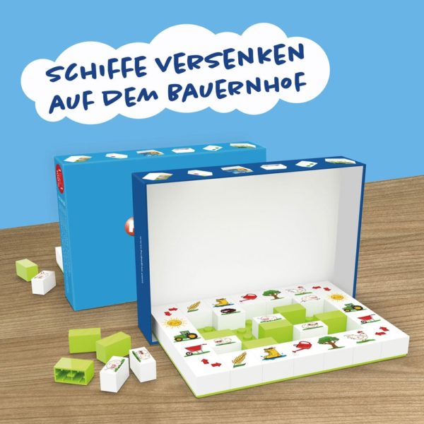 Hubelino Knobelspiele Schafe verschenken Karton offen / Hubelino Battlesheep open Box